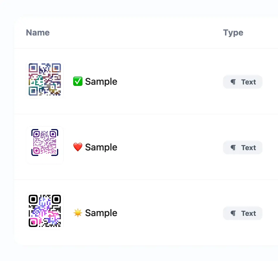 Capture d'écran de la page du système de code QR de l'application